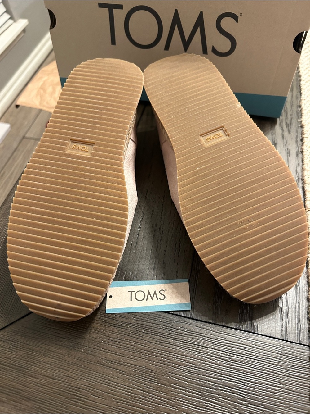 TOMS💗Slip-On LEATHER Espadrille Jocelyn SNEAKERS in Ballet Pink. Worn 1X! Sz 8.5 - Picture 11 of 15